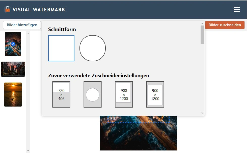 Wählen Sie "Form zuschneiden"