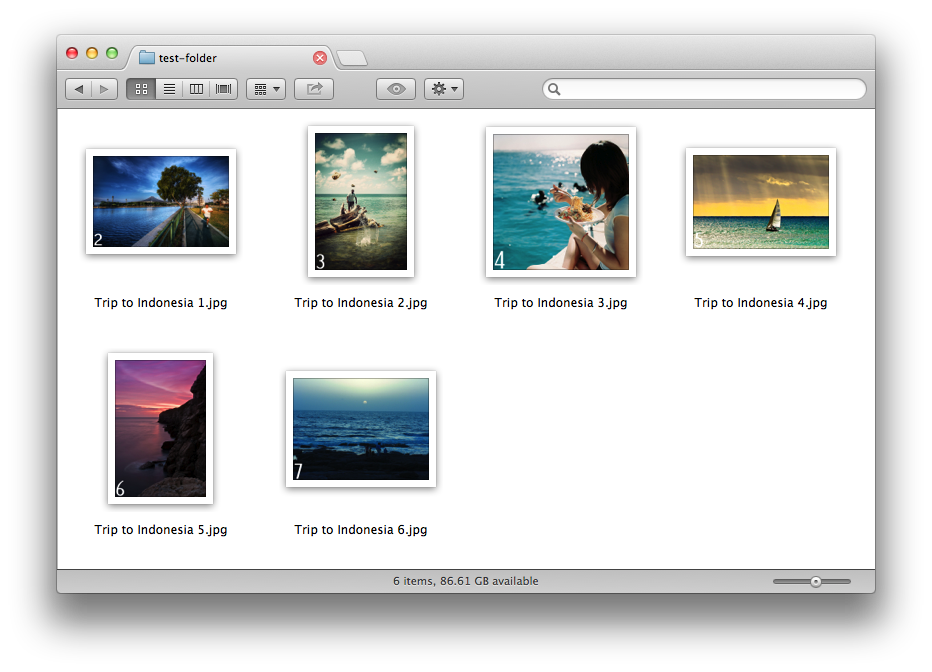 Sequentially numbered photos