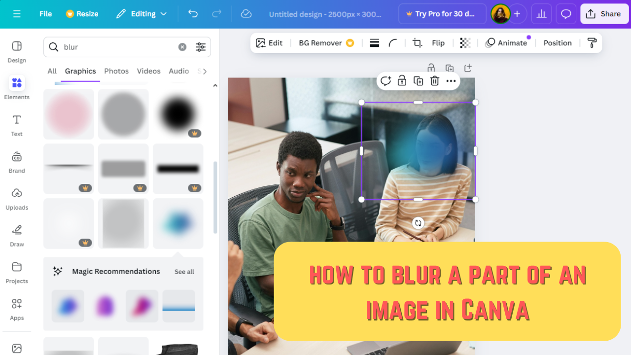 How to Blur a Part of an Image in Canva