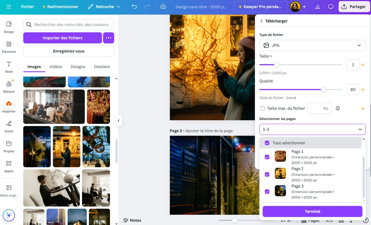 Comment rogner plusieurs images dans Canva