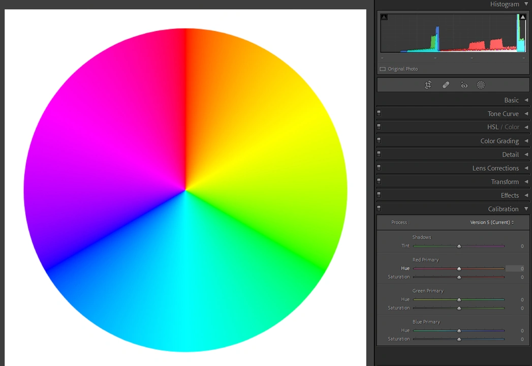 Calibration Panel in lightroom