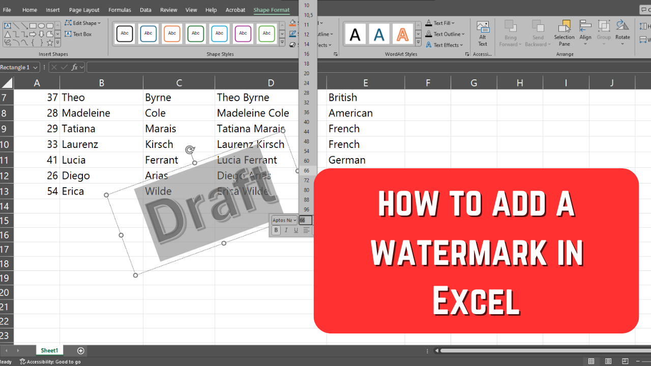 How to Add a Watermark in Excel 