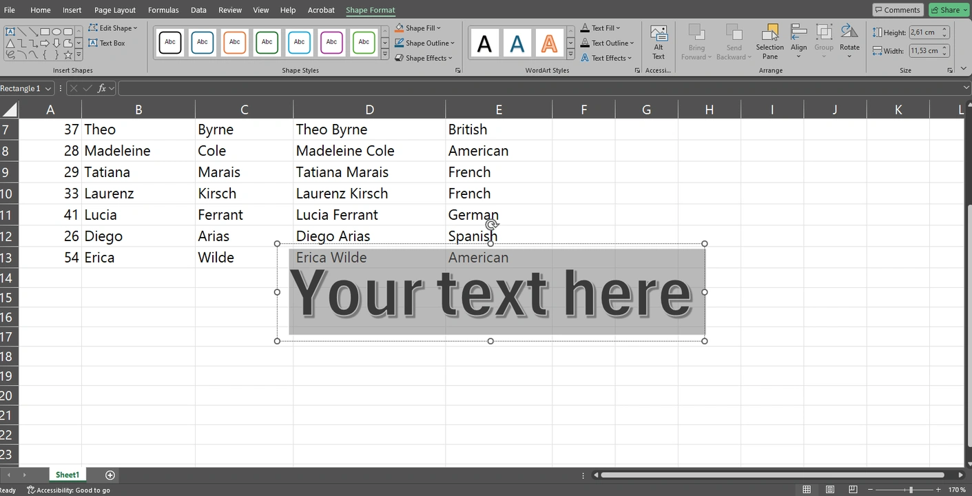 How to Add a Watermark in Excel using WordArt