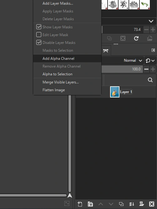 gimp transparent background