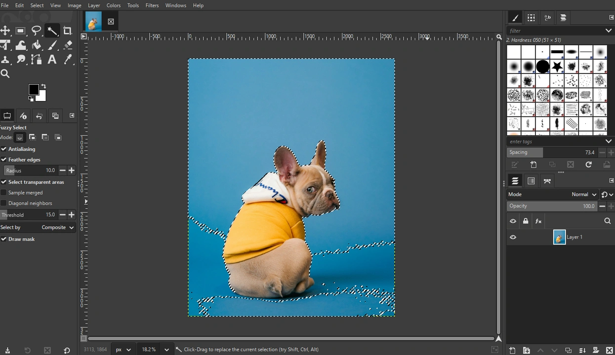 gimp make background transparent