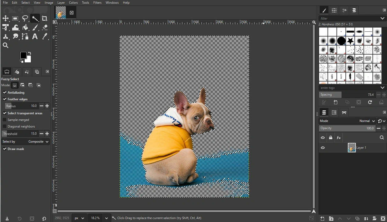 gimp make background transparent