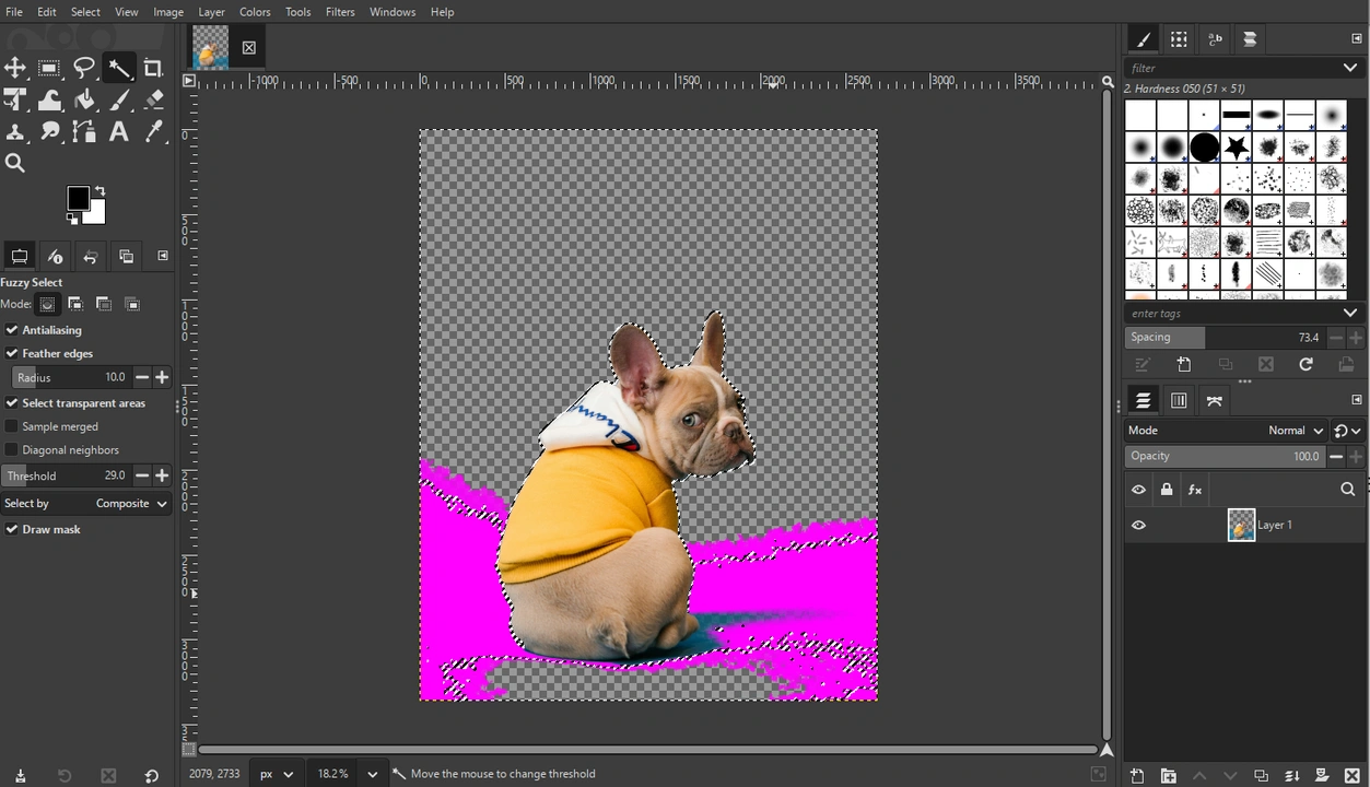gimp make background transparent