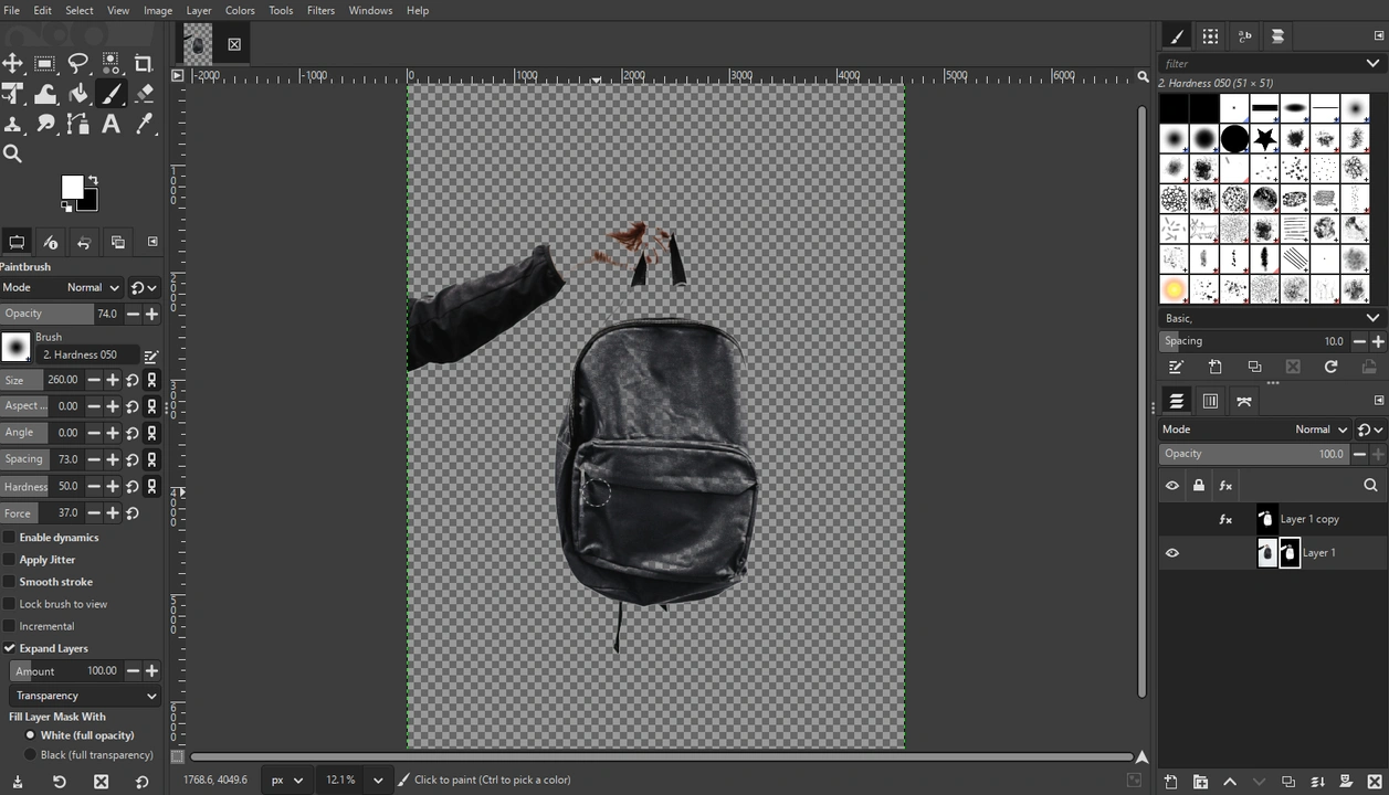 gimp make background transparent