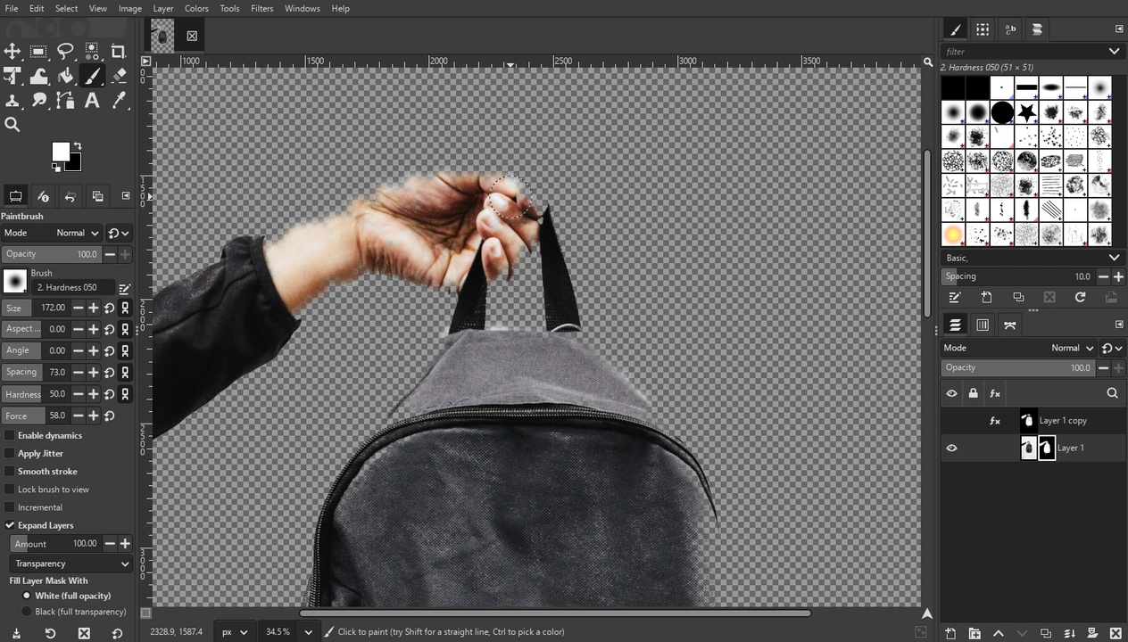 gimp make background transparent