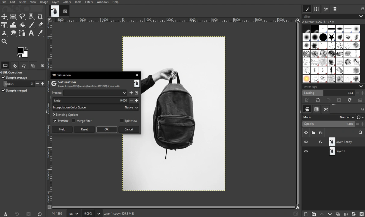 gimp make background transparent