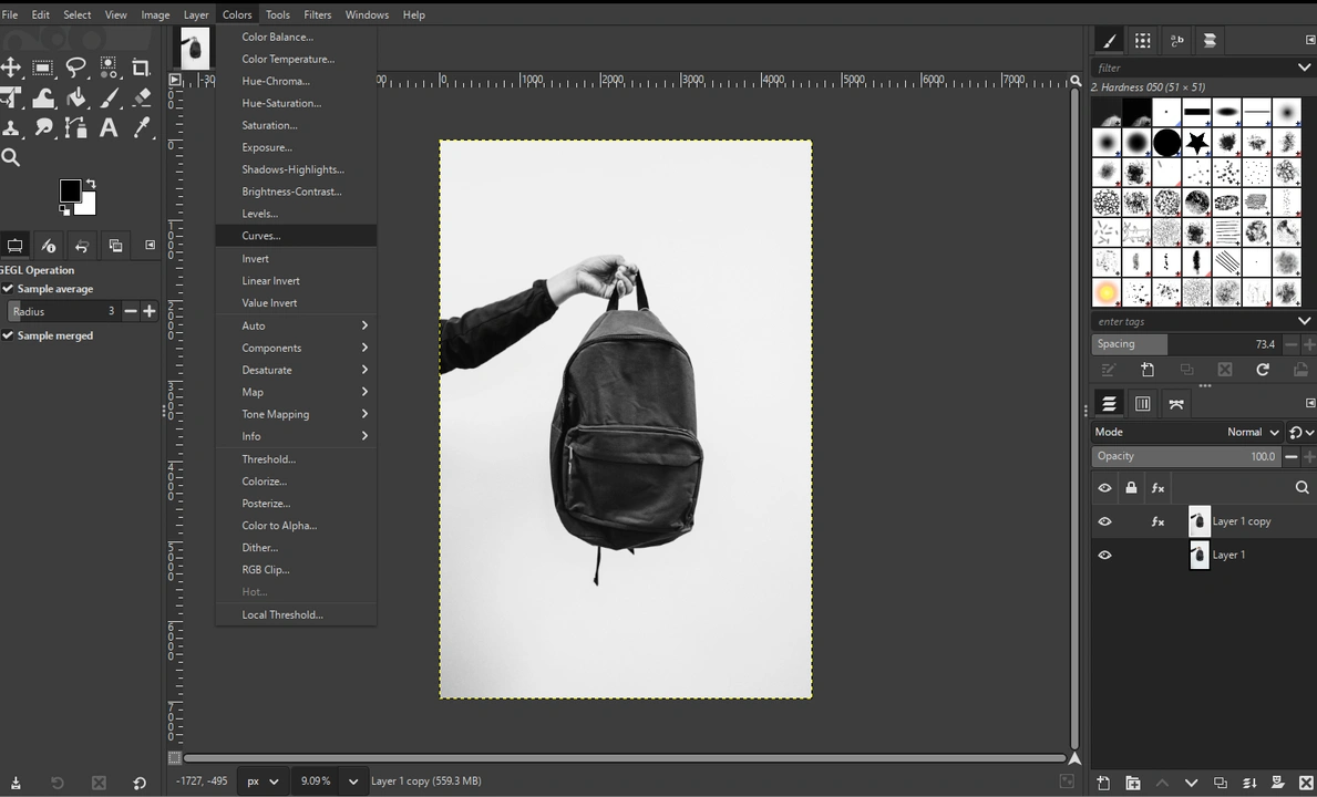gimp make background transparent