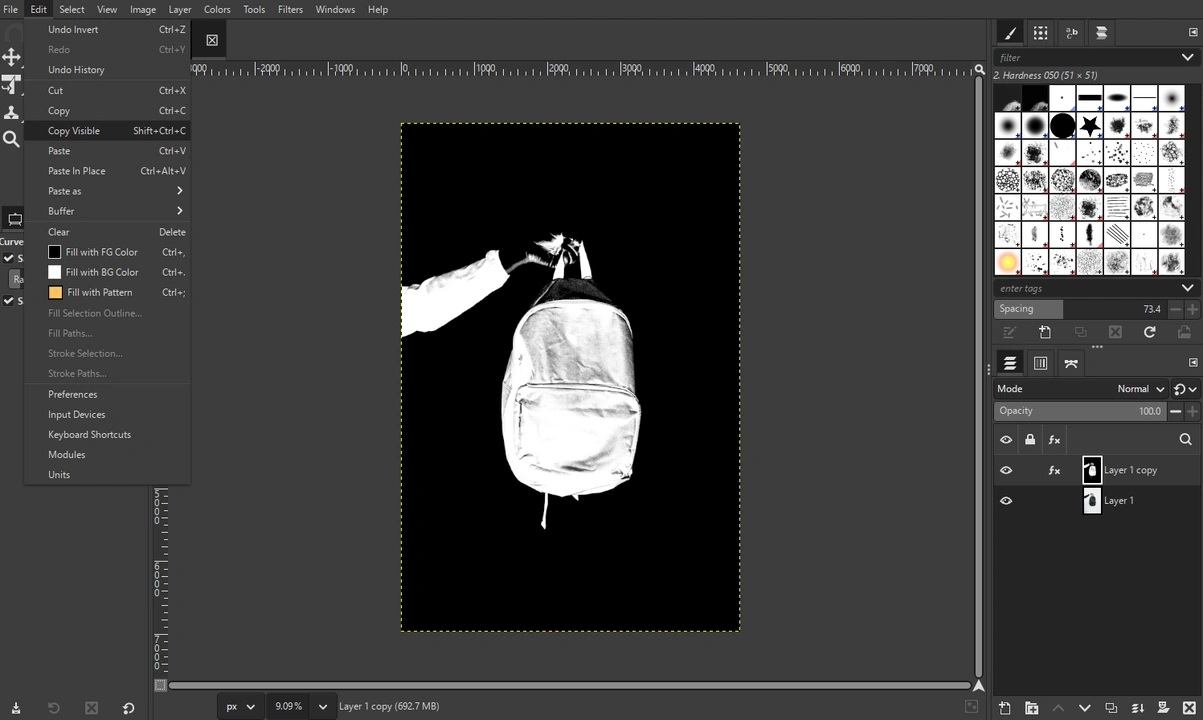 gimp make background transparent