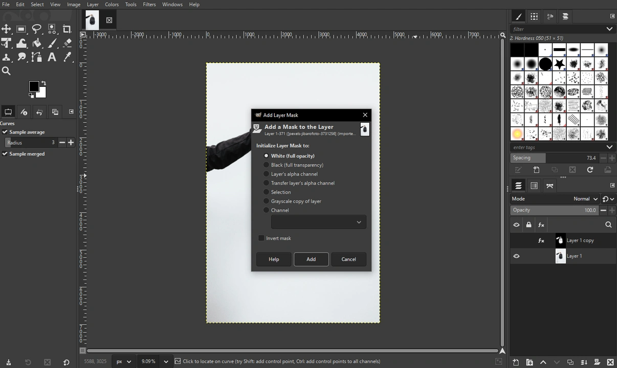 gimp make background transparent