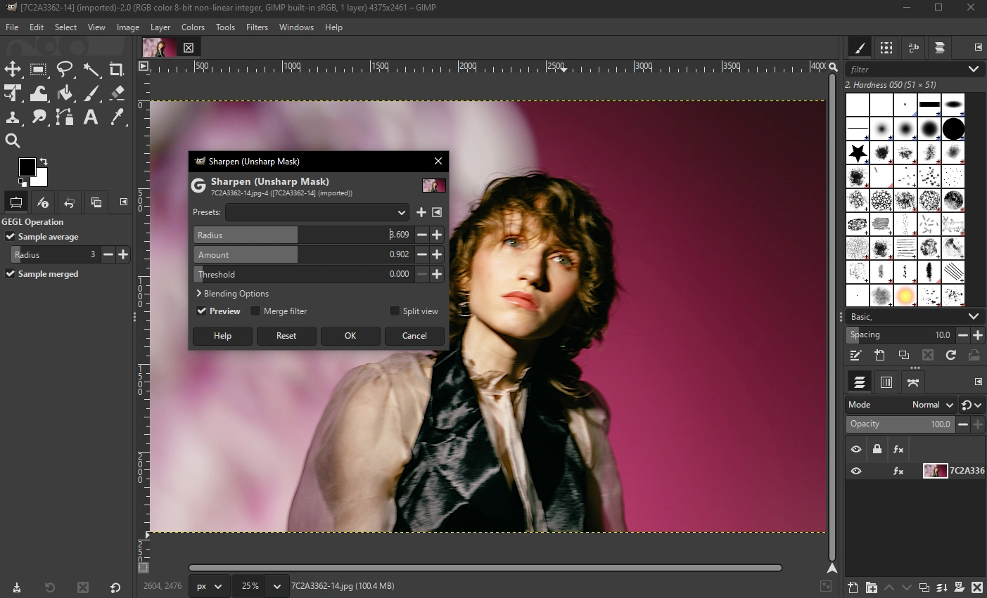 GIMP unblur photo