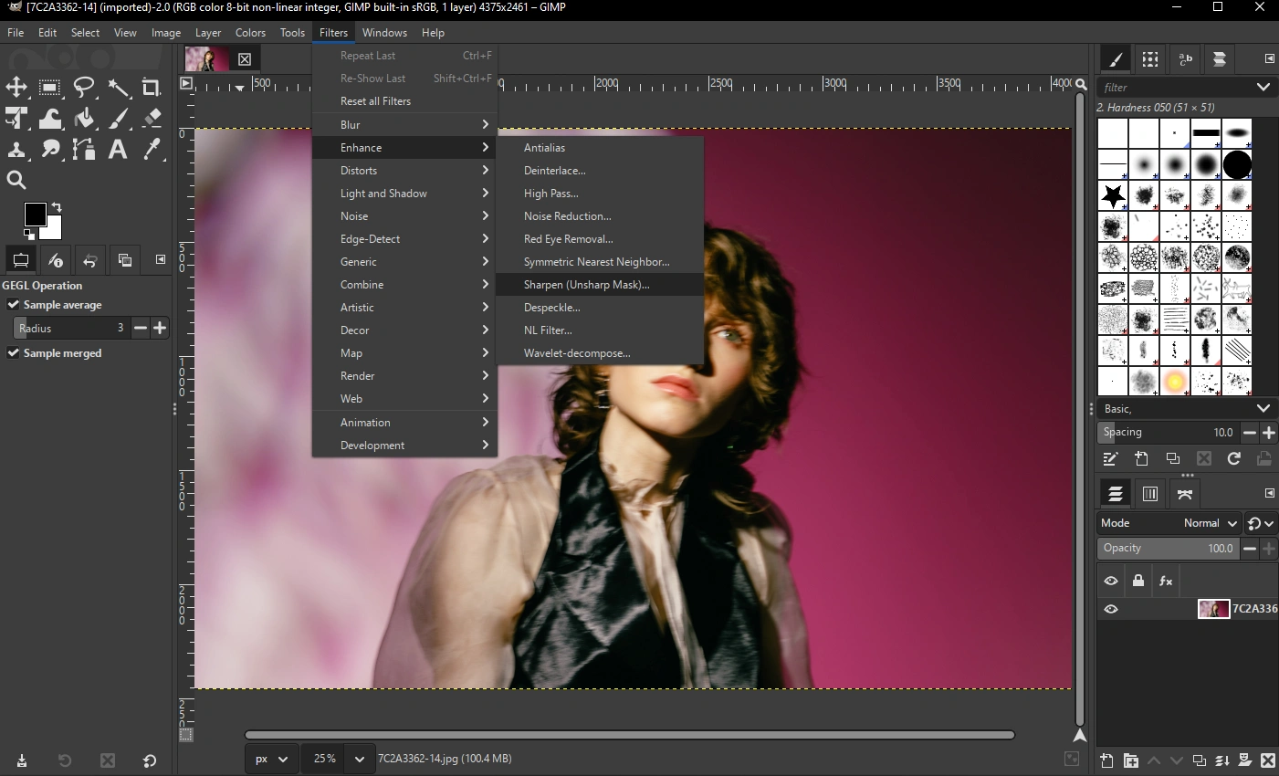 GIMP unblur photo