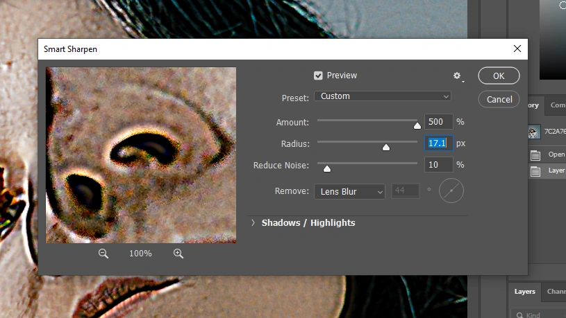 how to remove lens blur in Photoshop