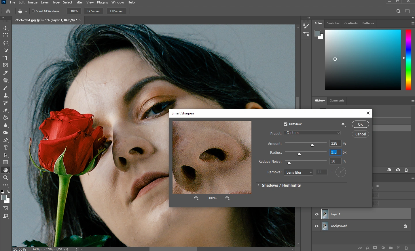how to remove lens blur in Photoshop