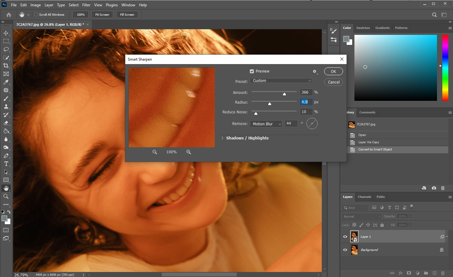 how to remove motion blur in Photoshop