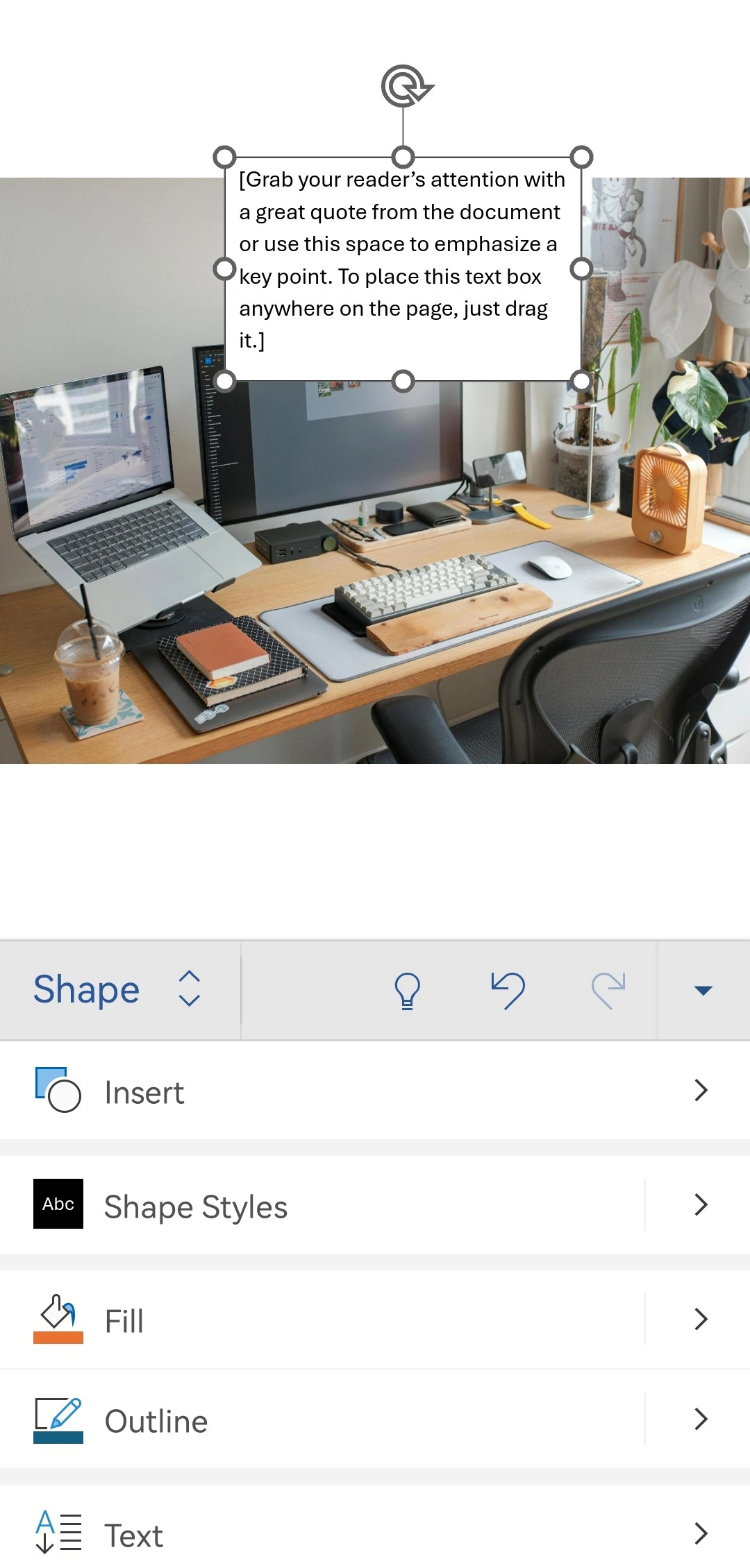 How to Add Text to a Picture in Microsoft Word on a Smartphone
